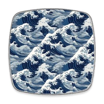 Ephemeral Crests: Hokusai Waves Reimagined - Square fridge magnet - white - Front
