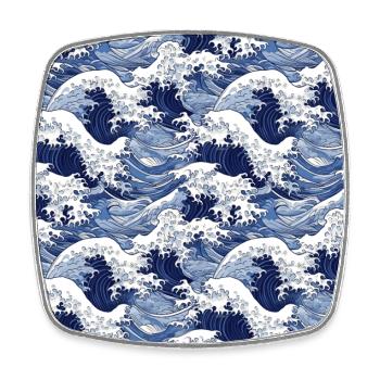 Vergängliche Wappen: Hokusai-Wellen neu interpretiert - Viereckiger Kühlschrankmagnet - Weiß - Vorne
