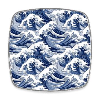 Ephemeral Crests: Hokusai Waves Reimagined - Square fridge magnet - white - Front