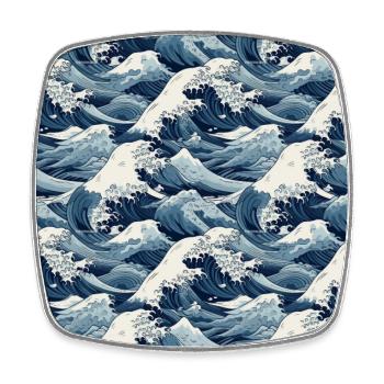 Vergängliche Wappen: Hokusai-Wellen neu interpretiert - Viereckiger Kühlschrankmagnet - Weiß - Vorne