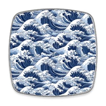 Ephemeral Crests: Hokusai Waves Reimagined - Square fridge magnet - white - Front
