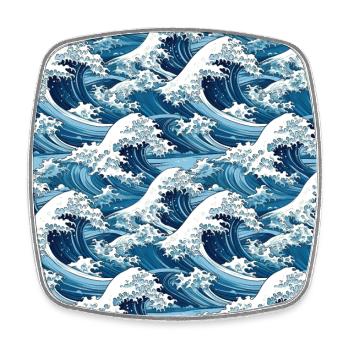 Ephemeral Crests: Hokusai Waves Reimagined - Square fridge magnet - white - Front
