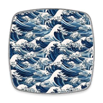 Ephemeral Crests: Hokusai Waves Reimagined - Square fridge magnet - white - Front