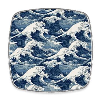 Ephemeral Crests: Hokusai Waves Reimagined - Square fridge magnet - white - Front