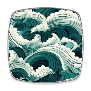 Vergängliche Wappen: Hokusai-Wellen neu interpretiert - Viereckiger Kühlschrankmagnet - Weiß - Vorne