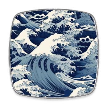 Ephemeral Crests: Hokusai Waves Reimagined - Square fridge magnet - white - Front