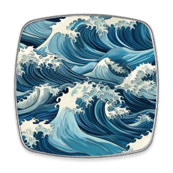 Crests éphémères : les ondes Hokusai réinventées - Magnet carré - blanc - Devant