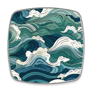 Ephemeral Crests: Hokusai Waves Reimagined - Square fridge magnet - white - Front