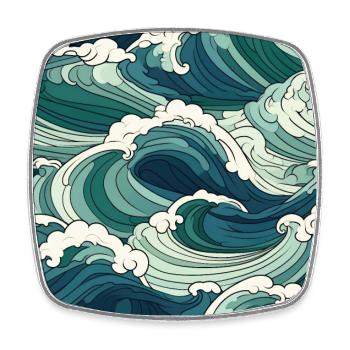 Vergängliche Wappen: Hokusai-Wellen neu interpretiert - Viereckiger Kühlschrankmagnet - Weiß - Vorne