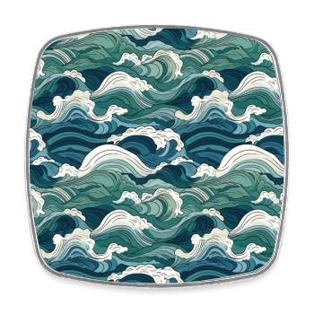 Crests éphémères : les ondes Hokusai réinventées - Magnet carré - blanc - Devant