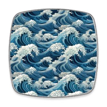 Ephemeral Crests: Hokusai Waves Reimagined - Square fridge magnet - white - Front