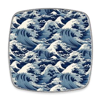 Crests éphémères : les ondes Hokusai réinventées - Magnet carré - blanc - Devant