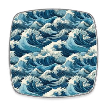 Crests éphémères : les ondes Hokusai réinventées - Magnet carré - blanc - Devant