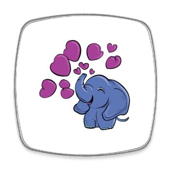 Liebevoller Elefant - Viereckiger Kühlschrankmagnet - Weiß - Vorne