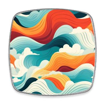 Ephemeral Crests: Hokusai Waves Reimagined - Square fridge magnet - white - Front