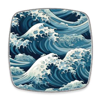 Ephemeral Crests: Hokusai Waves Reimagined - Square fridge magnet - white - Front