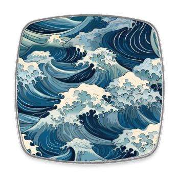 Crests éphémères : les ondes Hokusai réinventées - Magnet carré - blanc - Devant