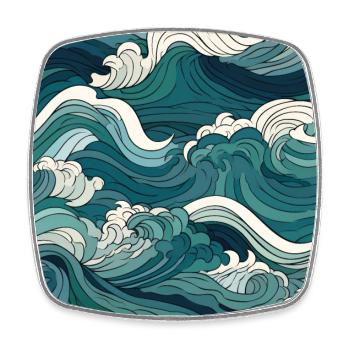 Crests éphémères : les ondes Hokusai réinventées - Magnet carré - blanc - Devant
