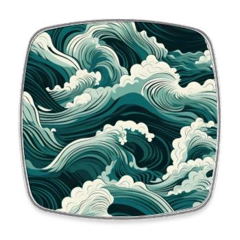 Ephemeral Crests: Hokusai Waves Reimagined - Square fridge magnet - white - Front