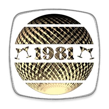 Born in 1981 - Birthday in gold - Square fridge magnet - white - Front