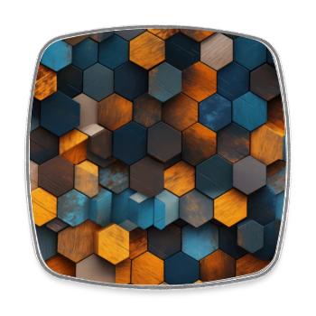 Geometrische kristalline Sechsecke aus Holz - Viereckiger Kühlschrankmagnet - Weiß - Vorne