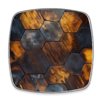 Geometrische kristalline Sechsecke aus Holz - Viereckiger Kühlschrankmagnet - Weiß - Vorne