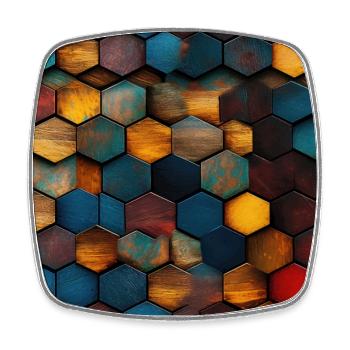 Geometric Timber Crystalline Hexagons - Square fridge magnet - white - Front