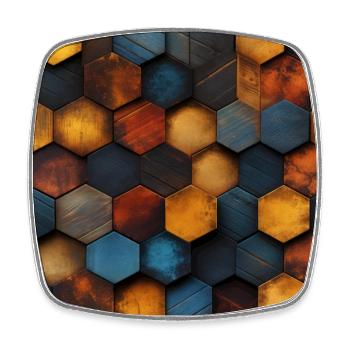 Geometric Timber Crystalline Hexagons - Square fridge magnet - white - Front