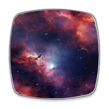 Stellar Odyssey: Cosmic Nebula Embrace - Square fridge magnet - white - Front