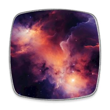 Stellar Odyssey: Kosmische Nebelumarmung - Viereckiger Kühlschrankmagnet - Weiß - Vorne