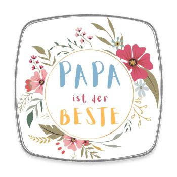 Papa ist der Beste! Niedlicher Blumenkranz - Viereckiger Kühlschrankmagnet - Weiß - Vorne