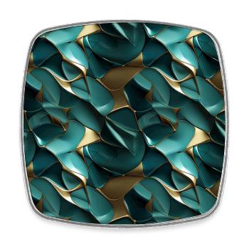 Funky Trompe-l’oeil Vert Turquoise et Or - Magnet carré - blanc - Devant