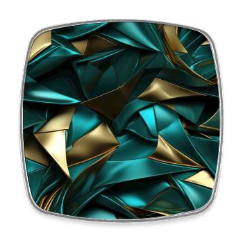 Funky Trompe-l’oeil Vert Turquoise et Or - Magnet carré - blanc - Devant