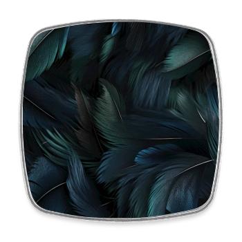 Murmures de plumes bleues - Magnet carré - blanc - Devant