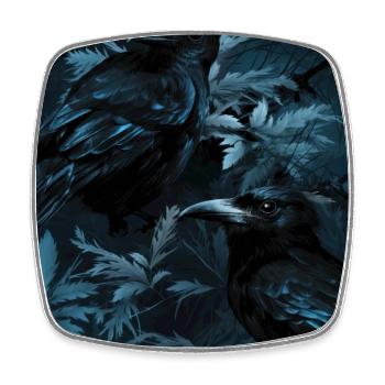 Murmures de plumes bleues - Magnet carré - blanc - Devant