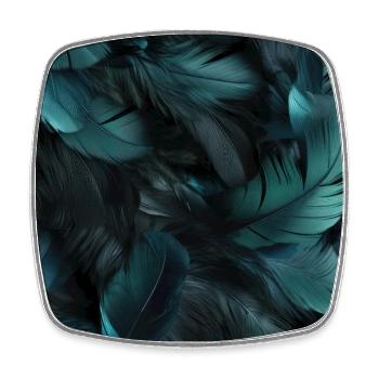 Murmures de plumes bleues - Magnet carré - blanc - Devant