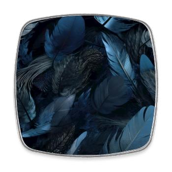 Murmures de plumes bleues - Magnet carré - blanc - Devant