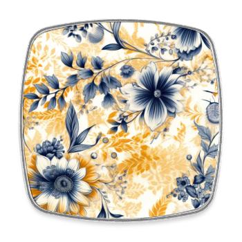 Blüten-Mosaik - Viereckiger Kühlschrankmagnet - Weiß - Vorne