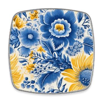 Blüten-Mosaik - Viereckiger Kühlschrankmagnet - Weiß - Vorne