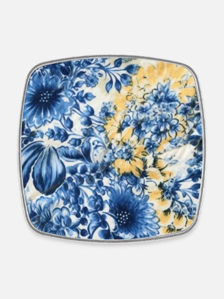 Blüten-Mosaik - Viereckiger Kühlschrankmagnet - Weiß
