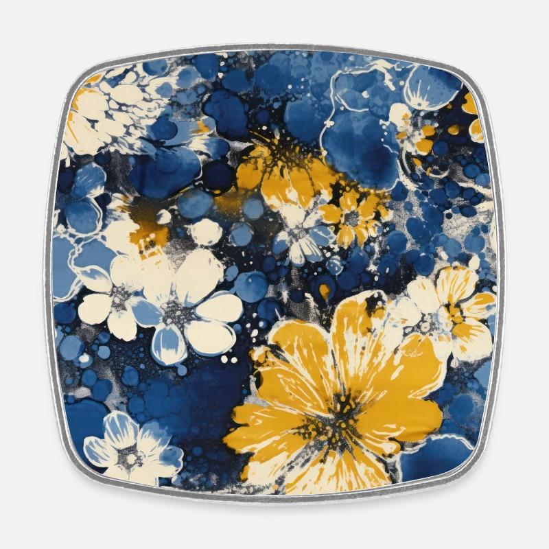 Mosaïque de fleurs - Magnet carré - blanc