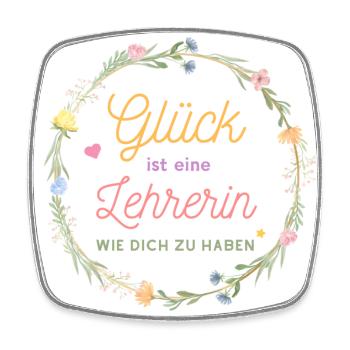 Glück ist eine Lehrerin wie dich zu haben - Viereckiger Kühlschrankmagnet - Weiß - Vorne
