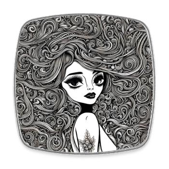 Coiffure #1 - Magnet carré - blanc - Devant