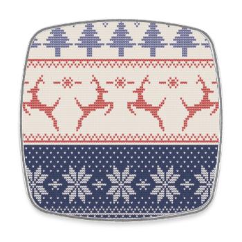 Dusty Blue Ugly Sweater Christmas Flying Reindeer - Square fridge magnet - white - Front