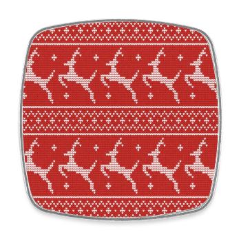 Red Ugly Sweater Christmas Flying Reindeer - Square fridge magnet - white - Front