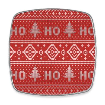 HO HO HO Red Ugly Sweater Christmas FlyingReindeer - Square fridge magnet - white - Front