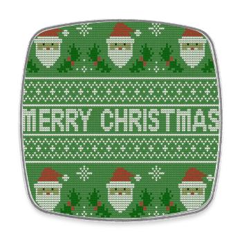 Green Ugly Sweater Christmas Santa Cluse Fun - Square fridge magnet - white - Front