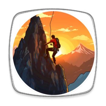 Bergsteiger vorm Sonnenuntergang - Kletter Design - Viereckiger Kühlschrankmagnet - Weiß - Vorne