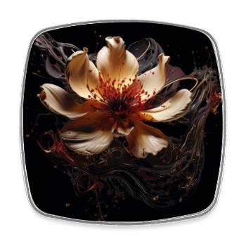 Luxury Glamorous Flower Fluid Abstract - Viereckiger Kühlschrankmagnet - Weiß - Vorne