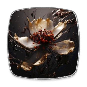 Luxury Glamorous Flower Fluid Abstract - Square fridge magnet - white - Front